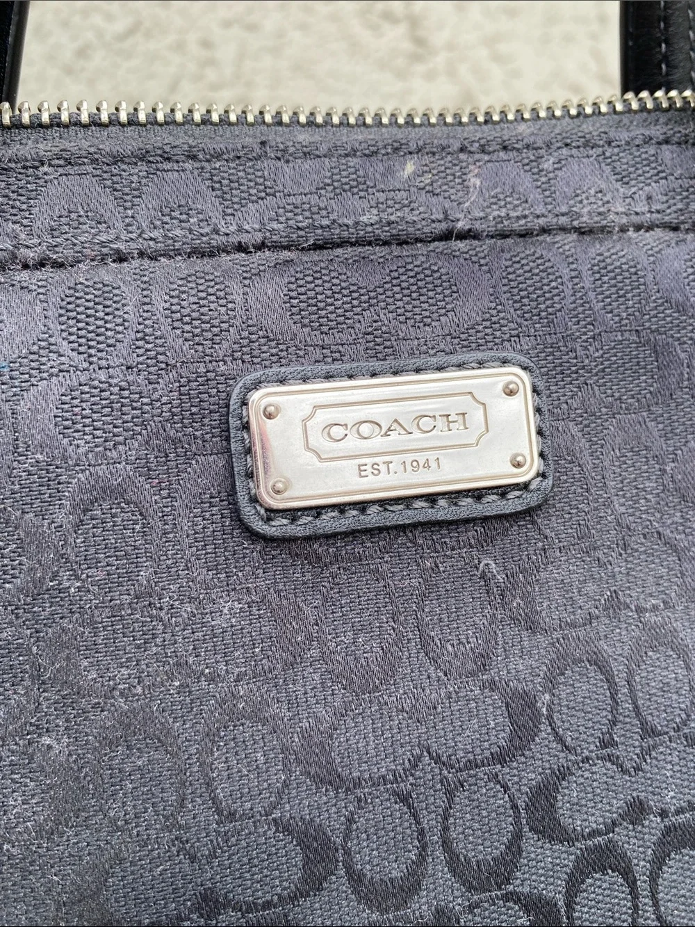 Coach Black Signature Jacquard Laptop Bag